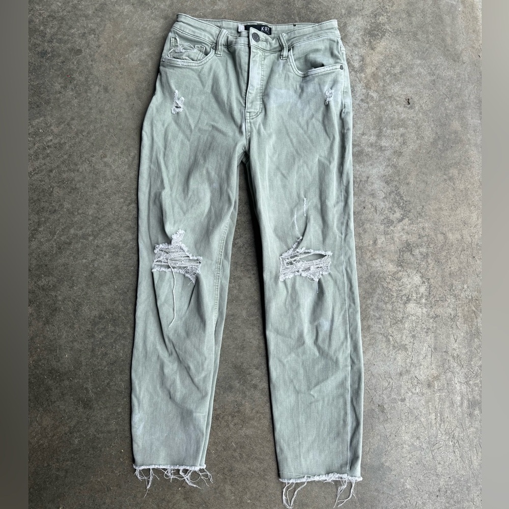Kut from the Kloth Distressed Green Jeans